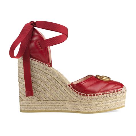 red gucci espadrilles|gucci leather platform espadrille.